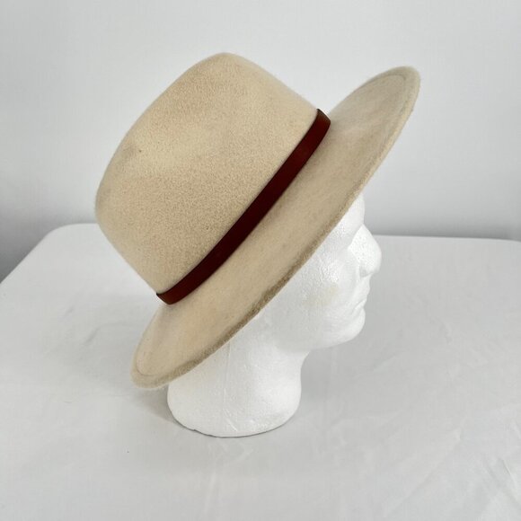 Free People Wool Wythe Leather Band Felt Hat OS French‎ Vanilla - Picture 3 of 7